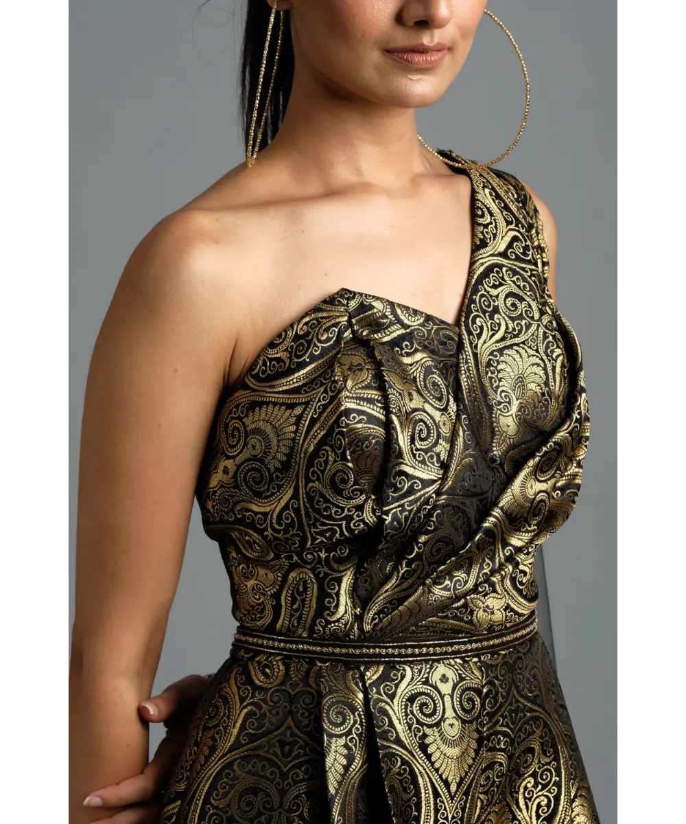 AASTHA SOOD - Black Brocade Jumpsuit